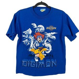 Vintage Digimon 1999 Digital Monsters Graphic T Shirt Boys Large 90s Anime Crew